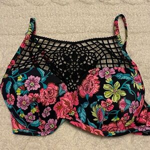 SWIM TOP | floral high neck netted bikini swim top size L